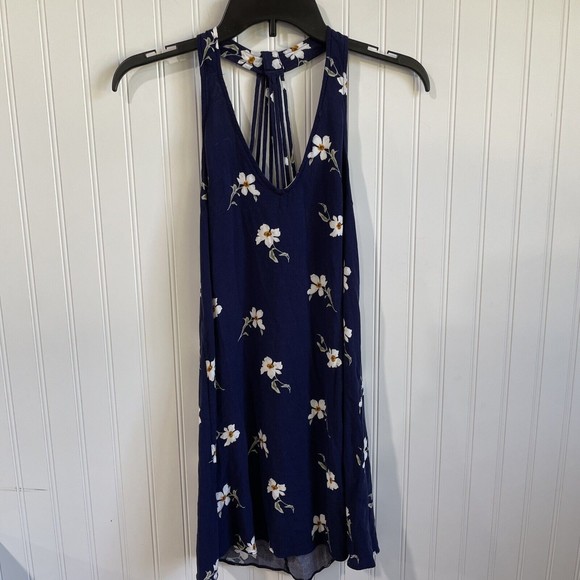 American Eagle Outfitters Dress Womens XS Floral Mini Halter V Neck‎ Summer - Picture 1 of 10